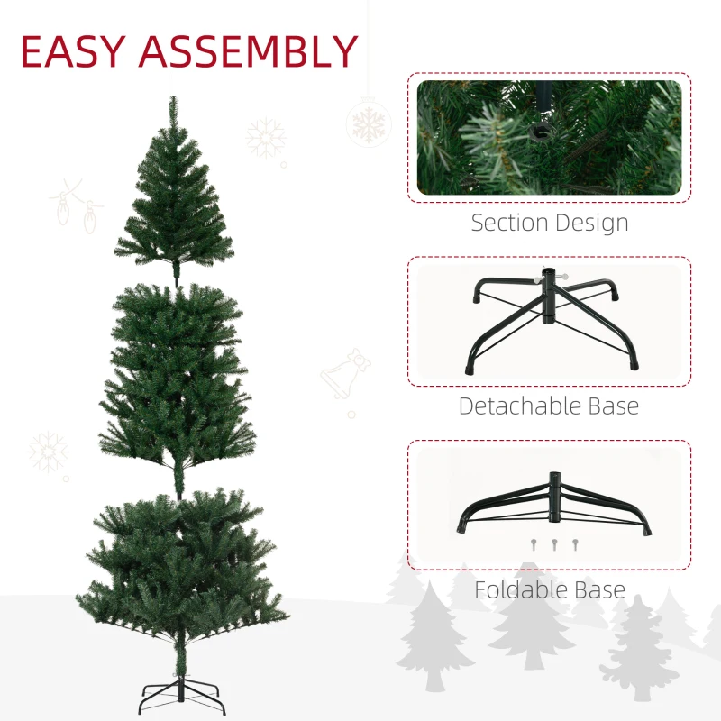 HOMCOM 8' Artificial Christmas Tree, Unlit Xmas Tree with Realistic Branch Tips for Indoor, Home, Holiday, Green