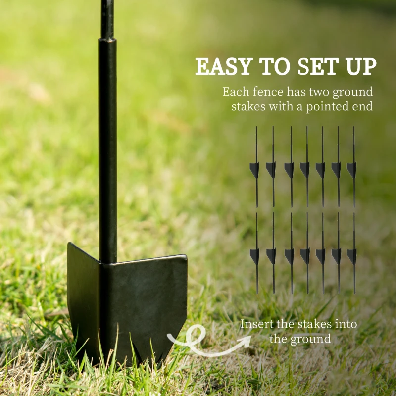 Outsunny 7 Pack Garden Fencing for Yard, Decorative Fence Panels as Animal Barrier and Flower Edging, Black