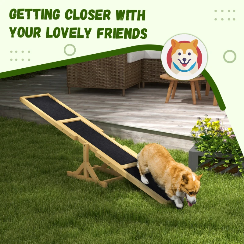 PawHut Wood Pet Seesaw, Dog Agility Training Equipment for Obedience Training, Weather Resistant, Yellow