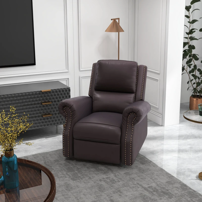 HOMCOM Swivel Recliner Chair, Reclining Sofa, PU Leather Rocker with Thick Padded Back and Seat for Living Room, Brown