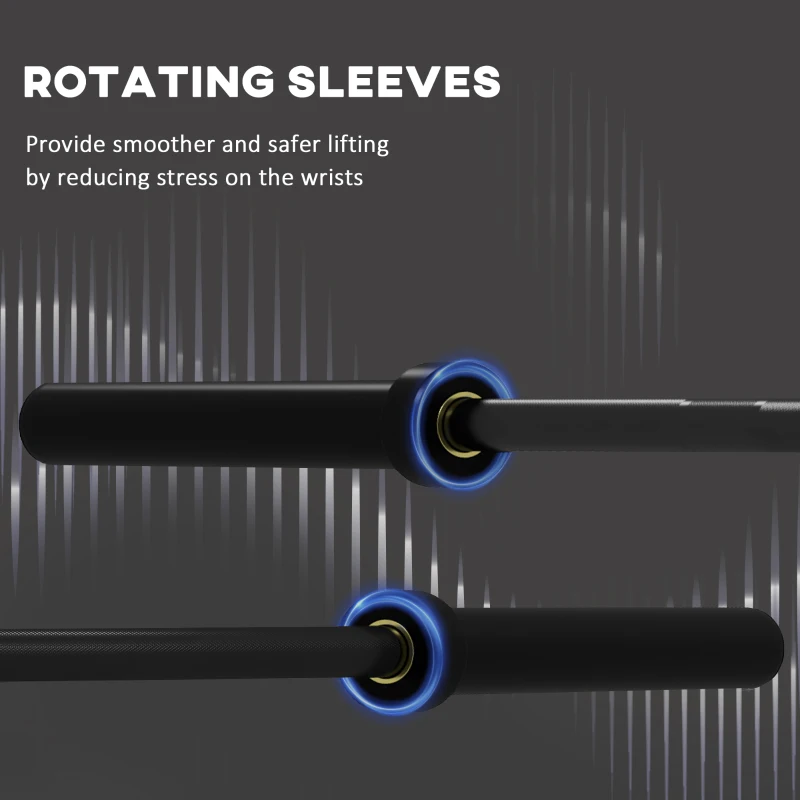 Soozier 7.2ft Weight Bar, Olympic Bar with Rotating Sleeves, Non-Slip Knurling Grip, 1500lbs Weight Capacity, Black