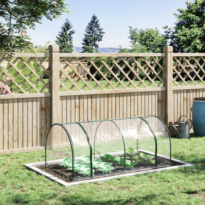 Outsunny 7' L x 3' W x 2.5' H Portable Tunnel Greenhouse for Outdoor Garden Hot House with 4 Zippered Doors, PVC Cover