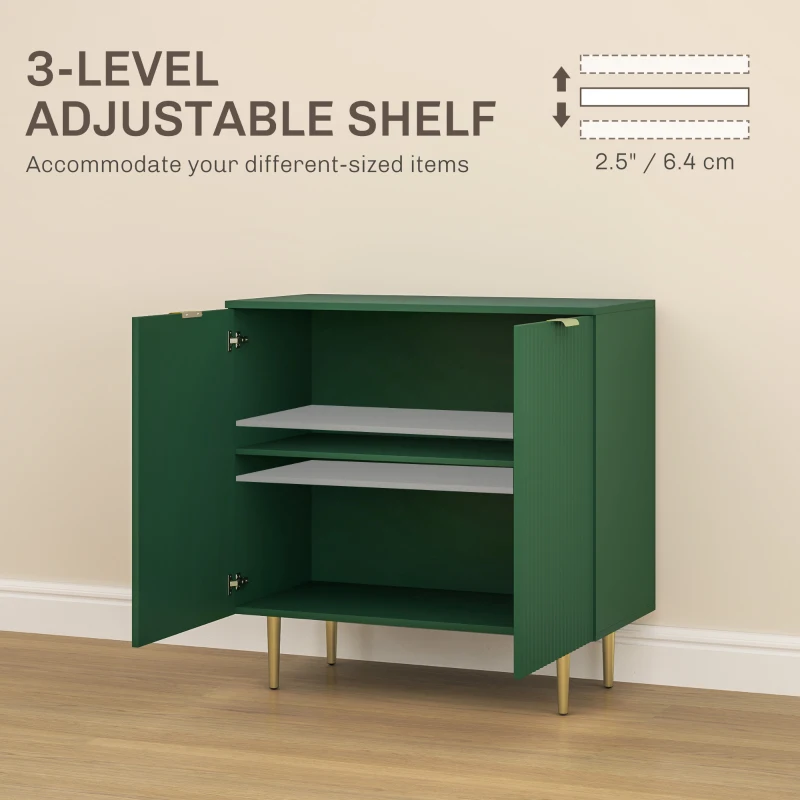 HOMCOM Modern Kitchen Storage Cabinet, Sideboard Buffet Cabinet with Adjustable Shelves and Metal Legs for Kitchen, Green
