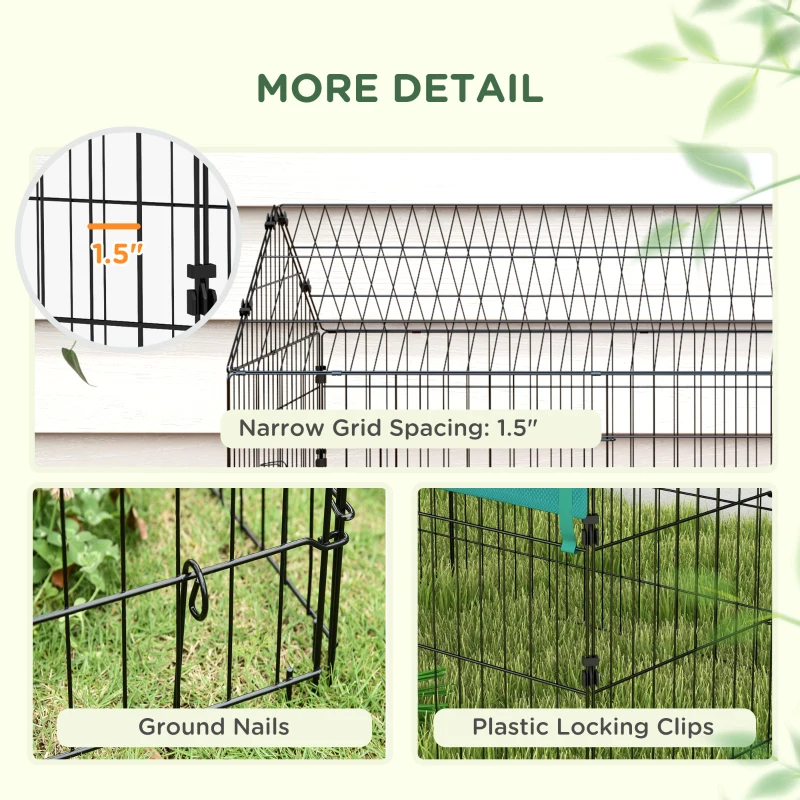 PawHut 87" Small Animal Playpen with with Roof for Rabbits, Chicken, Chinchillas for Indoor/Outdoor Use, Green