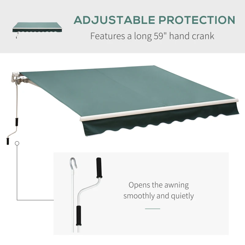 Outsunny 8' x 7' Patio Retractable Awning/Manual Exterior Sun Shade Deck Window Cover, Green