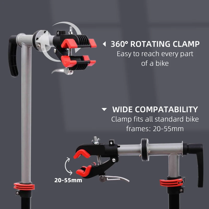 HOMCOM 47" To 75" Adjustable Bike Repair Stand Tool Tray Bicycle Cycle Rack Work