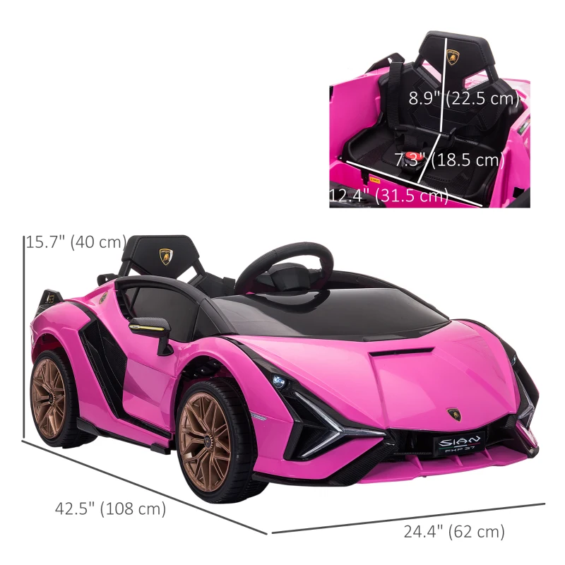Aosom Compatible 12V Battery-powered Kids Electric Ride On Car Toy with Parental Remote Control Music Lights MP3 for 3-5 Years Old Pink