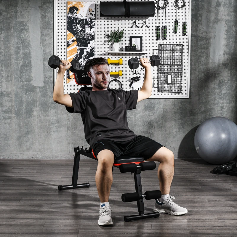 Soozier Adjustable Weight Bench, Foldable Workout Bench with Extended Head Protection, Flat or Incline