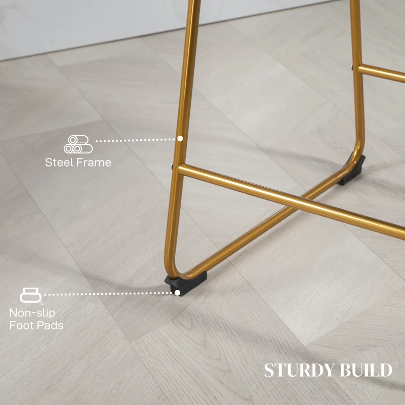 HOMCOM Counter Height Stools Set of 2, PU Leather Upholstered Stools for Kitchen Island, Modern Bar Chairs, Dark Grey