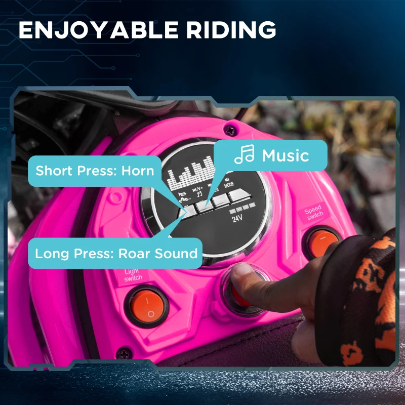 Aosom 24V 350W Electric Dirt Bike Up to 15 MPH w/ Twist Grip Throttle, Pink