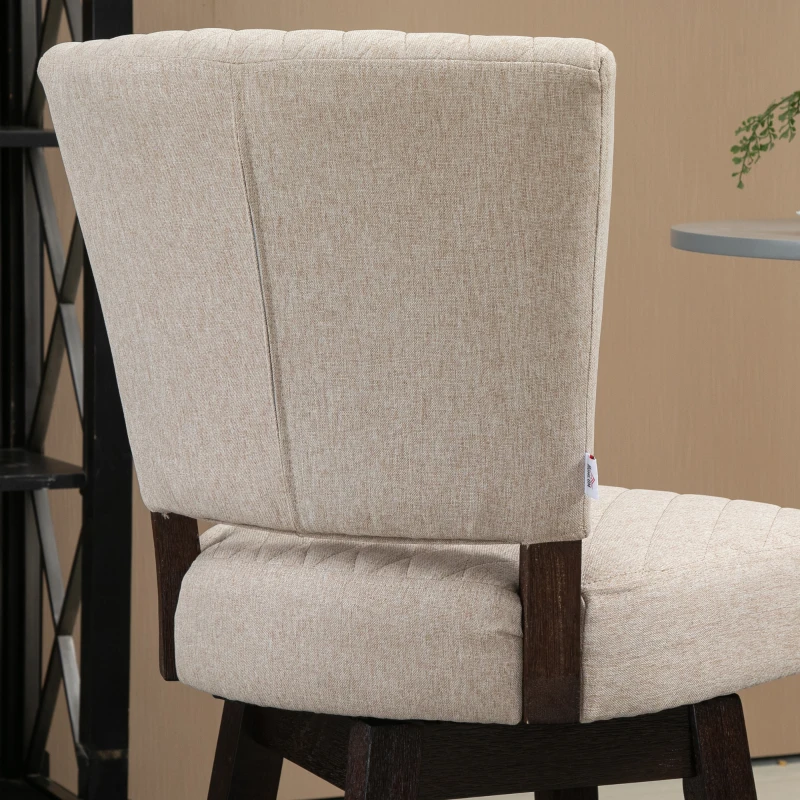 HOMCOM 2 Pieces Swivel Bar Stools, Counter Height Stools Set of 2 with Wood Legs and Footrests for Dining Room, Beige