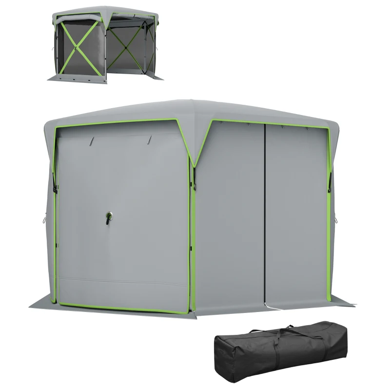 Outsunny 11 x 11ft Pop Up Camping Gazebo, Screen Tent House with Removable Roof Cover, Roll-up Wind Panels for Camping, Backyard