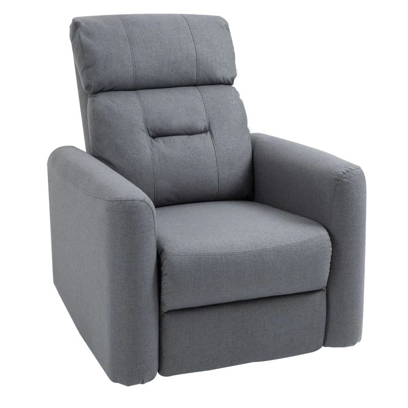 HOMCOM Manual Recliner Swivel Rocker Chair Theater Chair Single Sofa with Linen Fabric for Living Room Bedroom, Grey