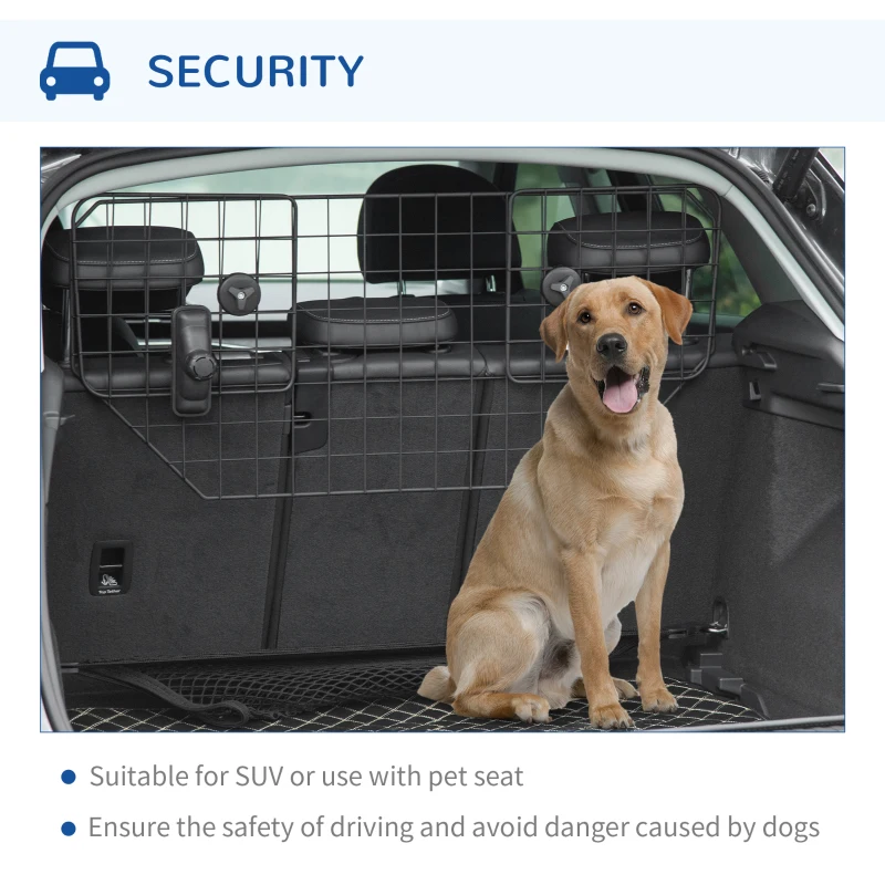 PawHut 35.5" - 47" Vehicle Pet Barrier, Adjustable Dog Fence for Car SUV Truck, Universal Fit Expandable Safe Guard Gate, Black