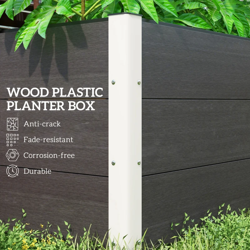 Outsunny 3' x 2' x 2' Raised Garden Bed, Wood Plastic Planter Box for Flowers, Vegetable, Herb, Grey