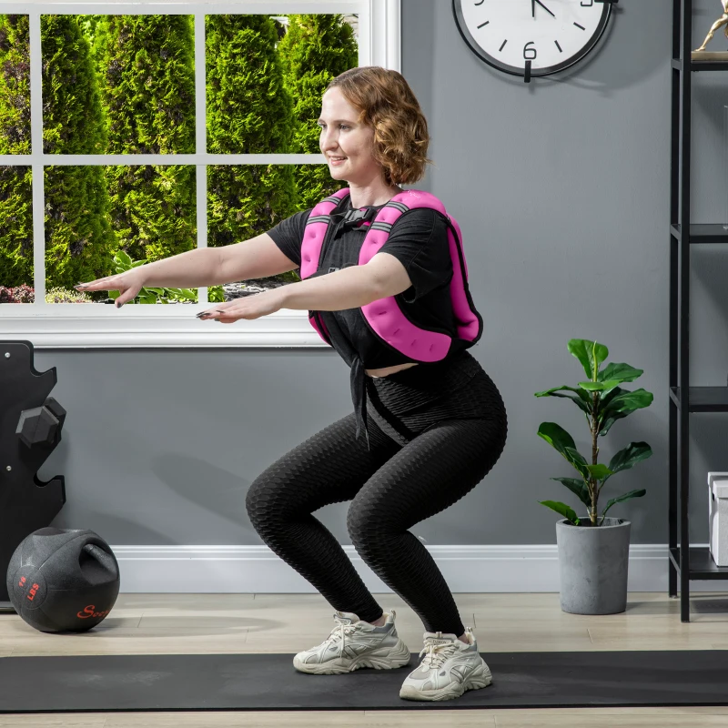 Soozier Body Weighted Vest with Pocket, Soft Skin-Friendly Weighted Workout Vest, Adjustable Weighted Running Equipment, 17.6 lbs., Pink