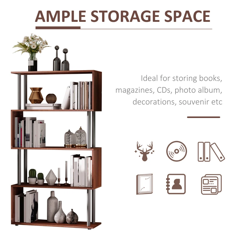 HOMCOM Slim Modern Wooden Bookshelf