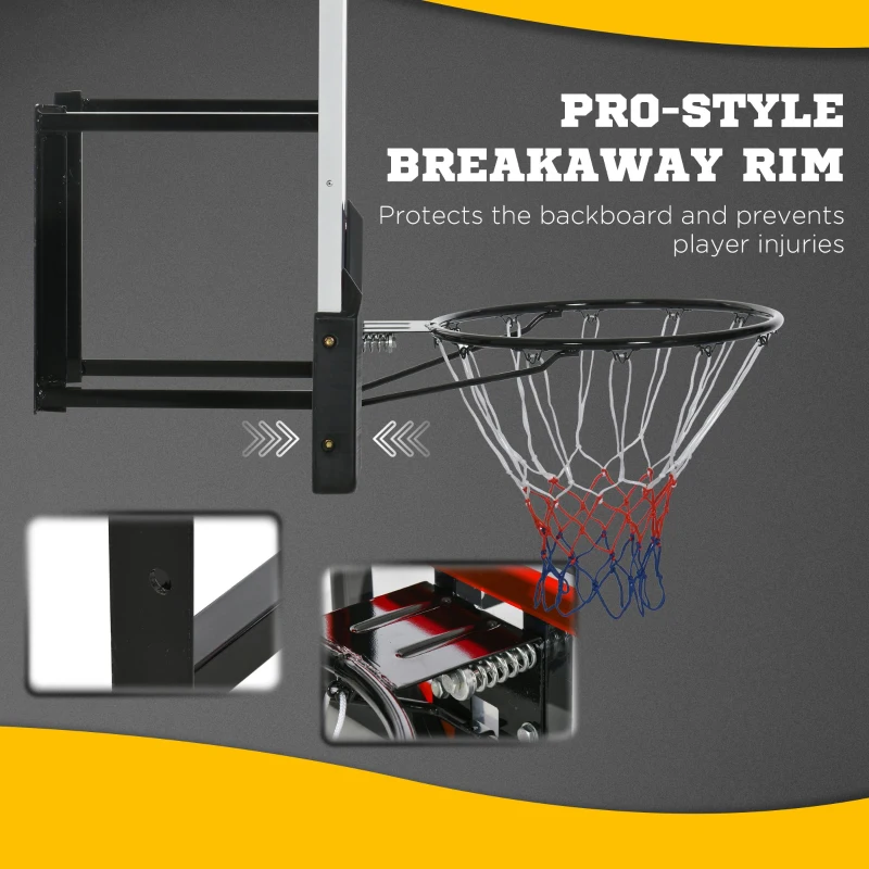 Soozier Wall Mounted Basketball Hoop with 43'' x 30'' Shatter Proof Backboard, for Indoor and Outdoor, Black