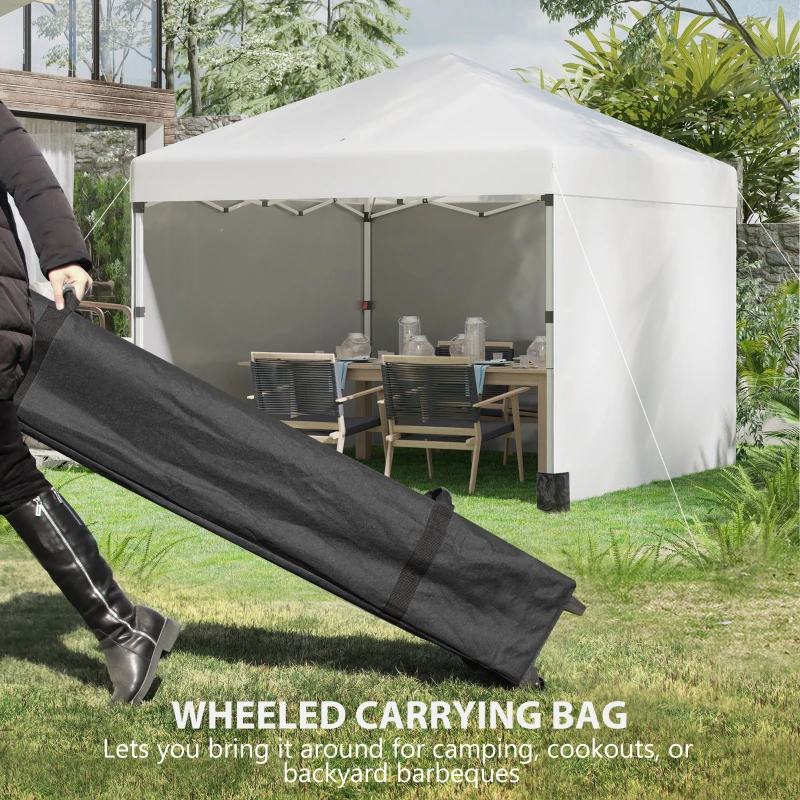 Outsunny 10' x 10' Pop Up Canopy Tent with 3 Sidewalls, Leg Weight Bags and Carry Bag, Height Adjustable, Instant Party Tent Event Shelter Gazebo for Garden, Patio, Cream