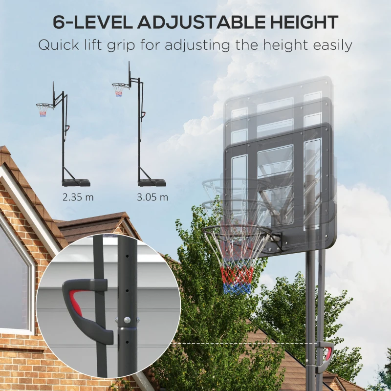 Soozier 7.7-10' Basketball Hoop, Freestanding Basketball System with 43" Shatterproof Backboard and Wheels