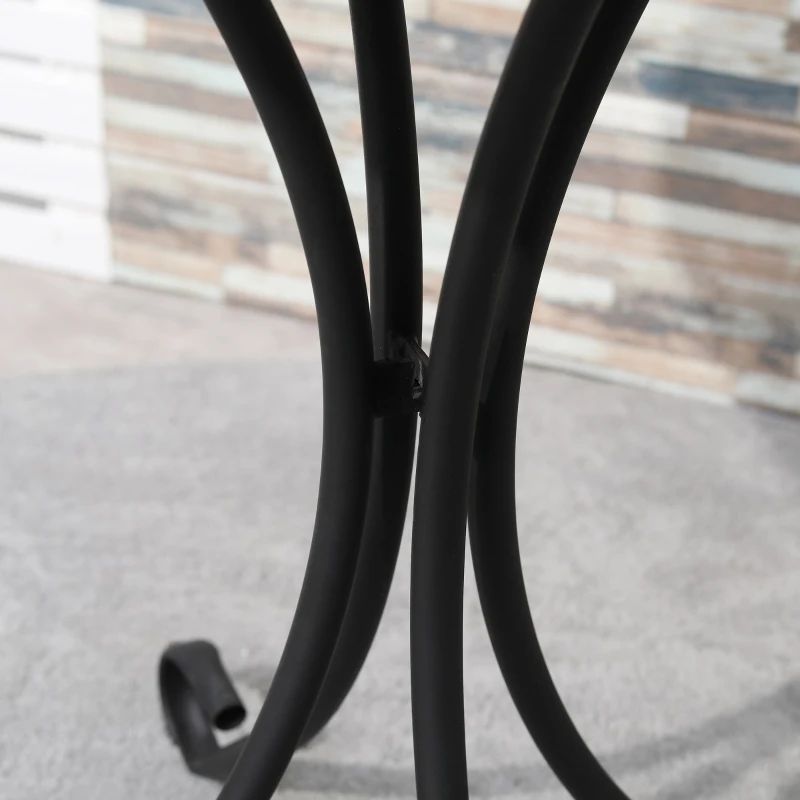 Outsunny Mosaic Patio Table 24 Inch Outdoor Round Side Table Plant Stand for Garden, Yard, Lawn or Indoor, White and Green