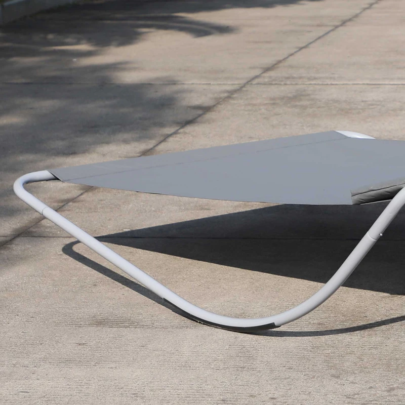 Outsunny Double Rocking Sun Lounger Hammock Bed with Steel Frame and Headrest for Garden Beach and Pool 7'L x 5.7'W
