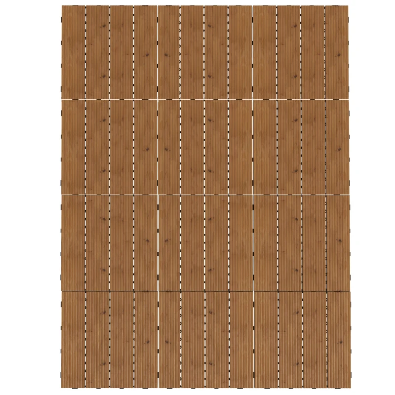 Outsunny 12 Pcs Garden Decking Tiles Wooden Outdoor Flooring Tiles for All Weather Use, Brown