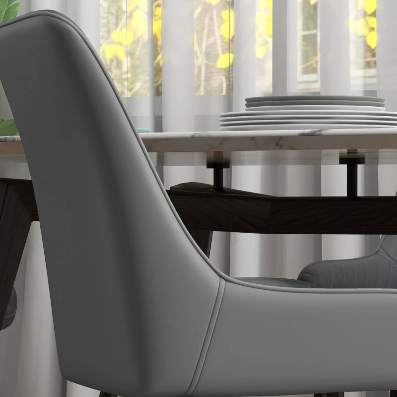 HOMCOM Upholstered Kitchen Chairs, Modern Dining Chairs Set of 4 with Diamond Tufting and Steel Legs for Dining Room, Grey