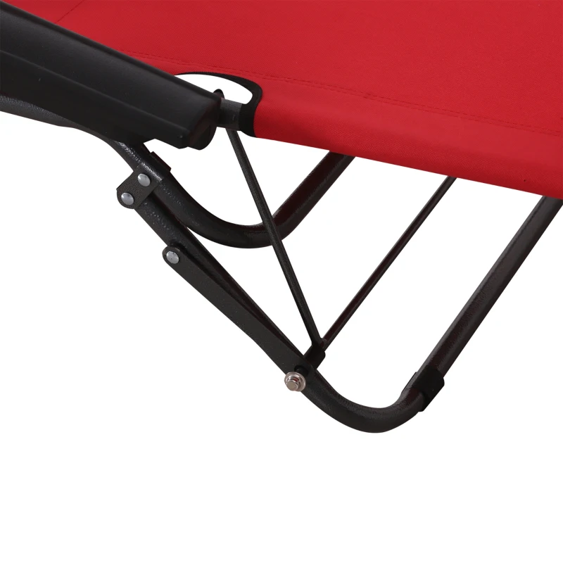 Outsunny Folding Chaise Lounge Chair, Outdoor Portable 2-Level Adjustable Recliner Zero Gravity Chair with Headrest Pillow, Armrests with Storage Mesh Pocket, Red