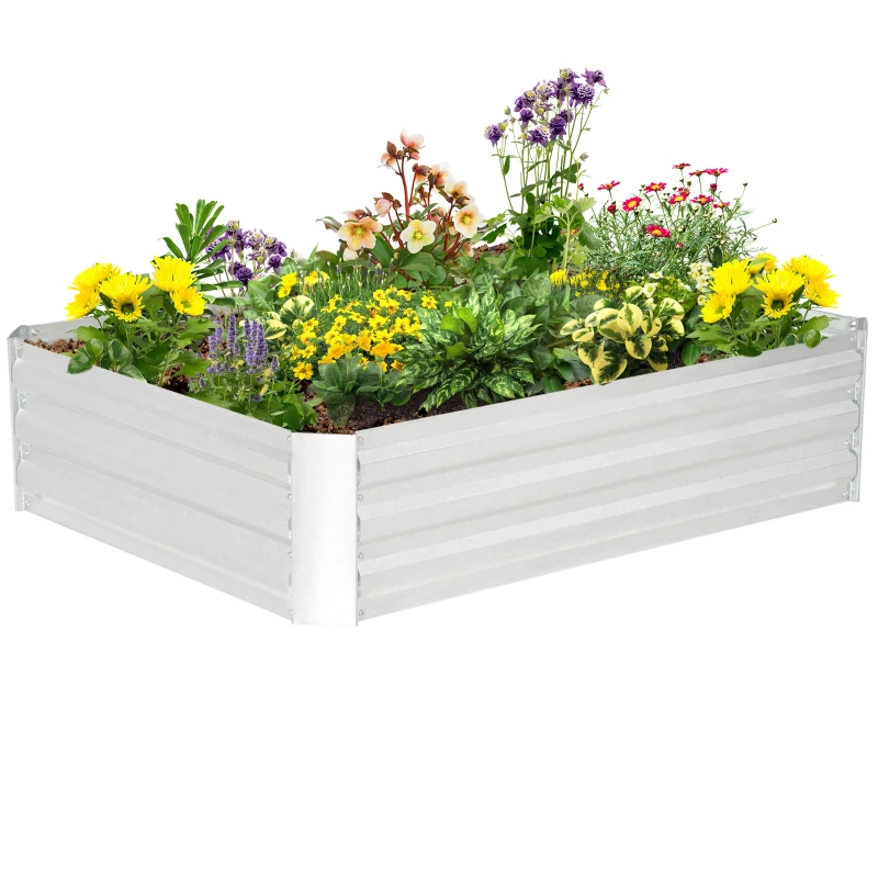 Outsunny Galvanized Raised Garden Bed, 4' x 3' x 1' Outdoor Metal Planter Box, Raised Bed for Growing Flowers and Herbs