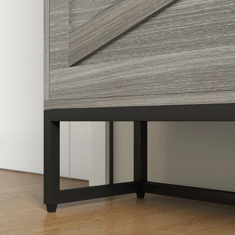 HOMCOM Slim Shoe Storage Cabinet, Shoes Cabinet Organizer with 2 Flip Drawers, Adjustable Shelves for 12 Pair, Distressed Gray