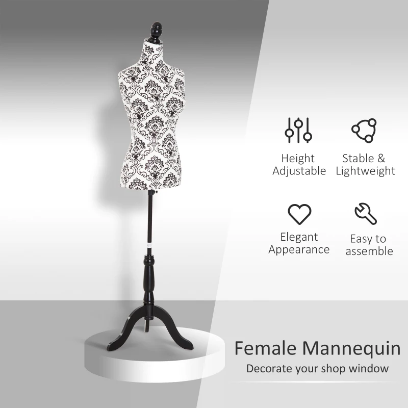 HOMCOM Adjustable Female Dress Form Fashion Mannequin Torso Clothes Display Dressmaker Stand with Base