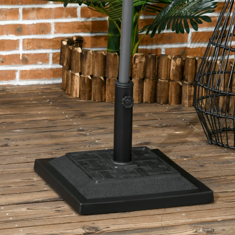Outsunny 26 lb Heavy Duty Patio Umbrella Base, Square Resin Market Umbrella Stand for Outdoor, Garden, Backyard, Black