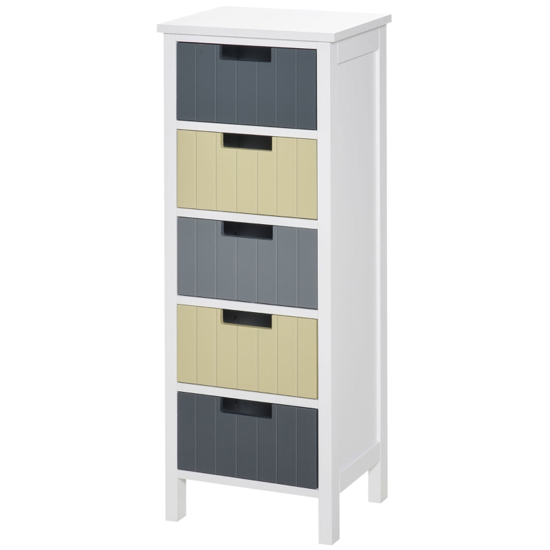 HOMCOM 5-Drawer Dresser, Chest of Drawers, Tower Storage Cabinet for Living Room, Bathroom, Entryway