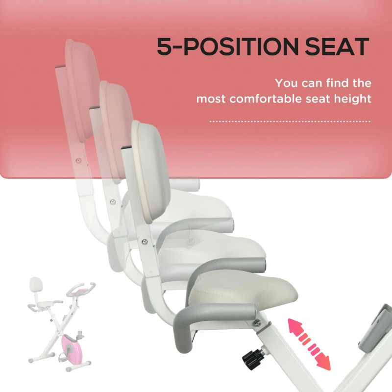 Soozier Foldable Magnetic Exercise Bike Indoor Stationary Upright Fitness Cycling Bike, 8 Level Quiet Magnetic Resistance, Pink