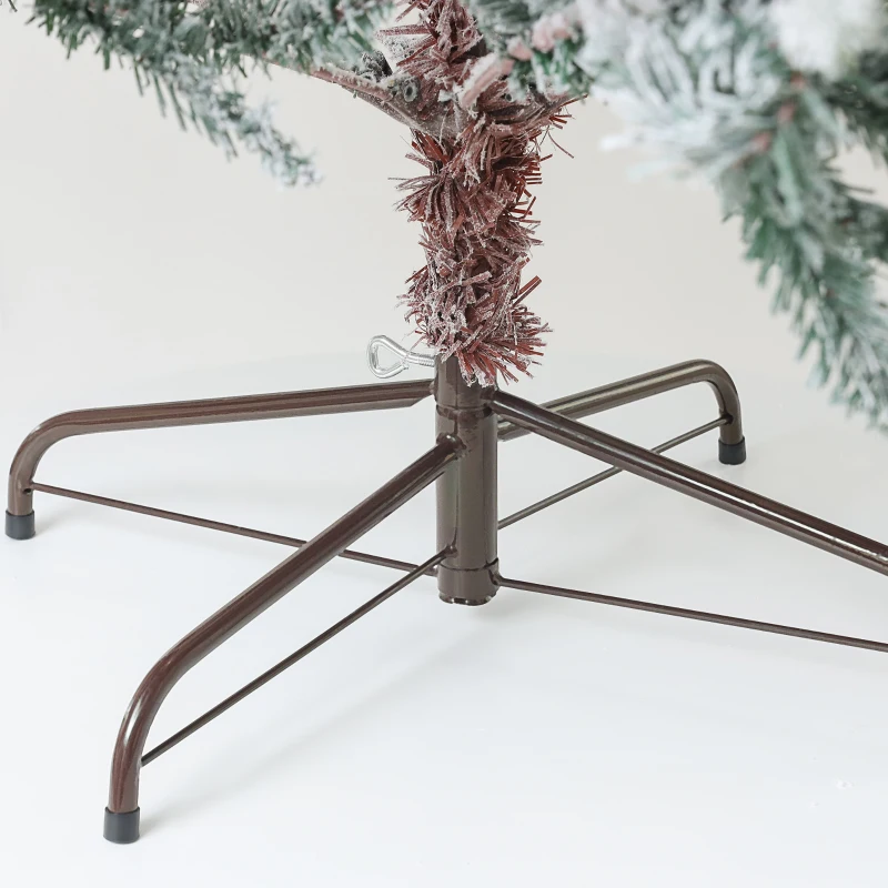 HOMCOM 6 Foot Artificial Nordic Pine Christmas Tree with Snow, Easy Assembly, Hinged Xmas Tree for Home Office Holiday