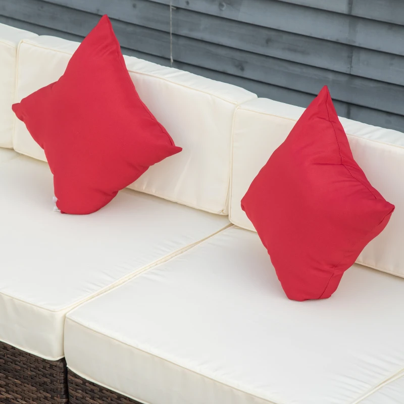 Outsunny 9-Piece Outdoor Patio Sectional Furniture Set, Throw Pillows, 8 Seat Sofa Set, 2 Reclining Chaise Lounge Chairs, Coffee Table, Wicker Conversational Couch, Cushions, Beige