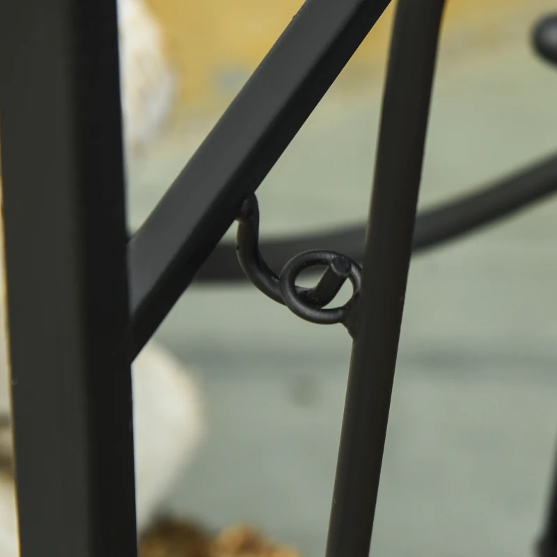 Outsunny Firewood Rack with Fireplace Tools, Indoor Outdoor Firewood Holder, Flat Bottom with 2 Tiers for Fireplace, Wood Stove, Hearth or Fire Pit, Black