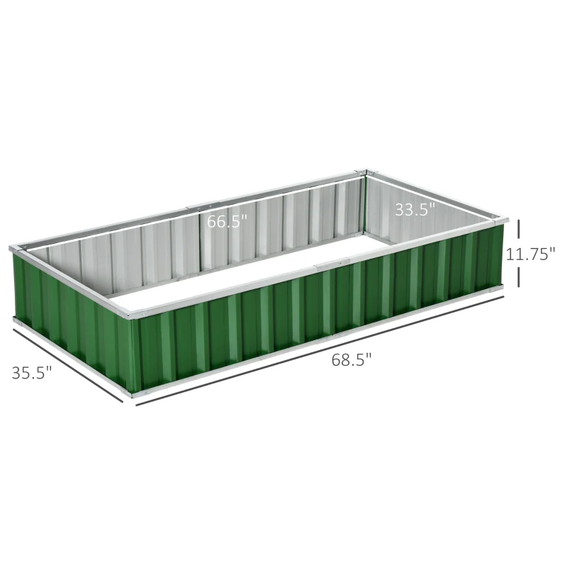 Outsunny 5.7' x 3' x 1' Raised Garden Bed, Galvanized Metal Planter Box for Vegetables Flowers Herbs, Green