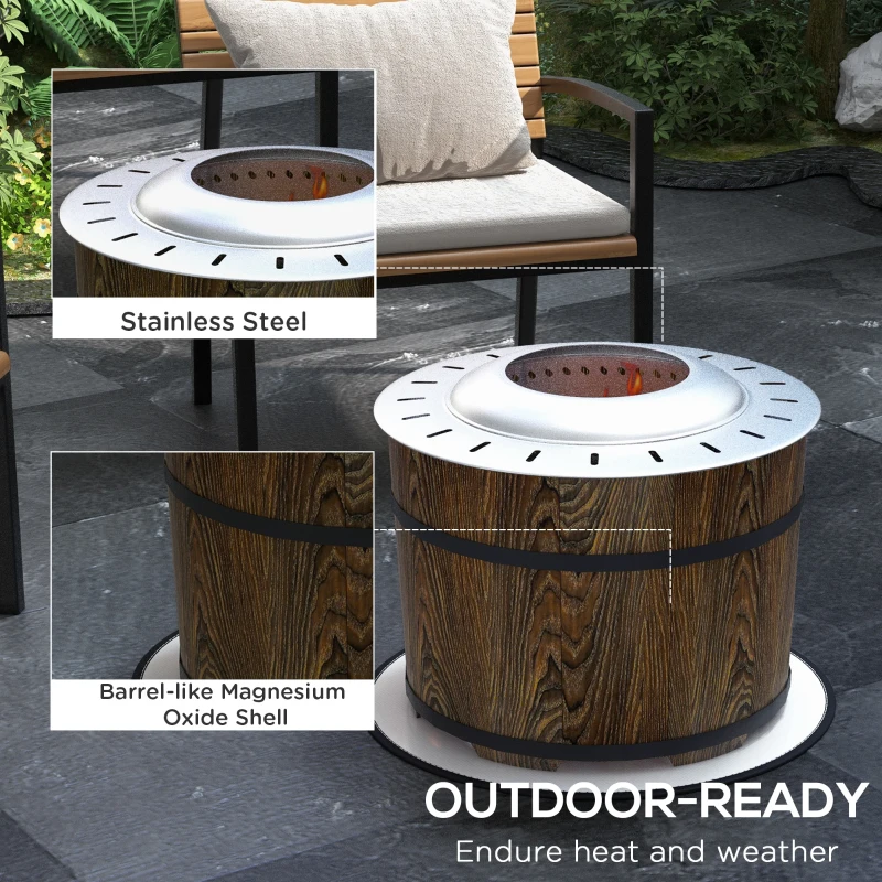Outsunny Smokeless Fire Pit, Portable Camping Bonfire Stove with Mat for Backyard, Patio, Picnic, Magnesium Oxide, Brown