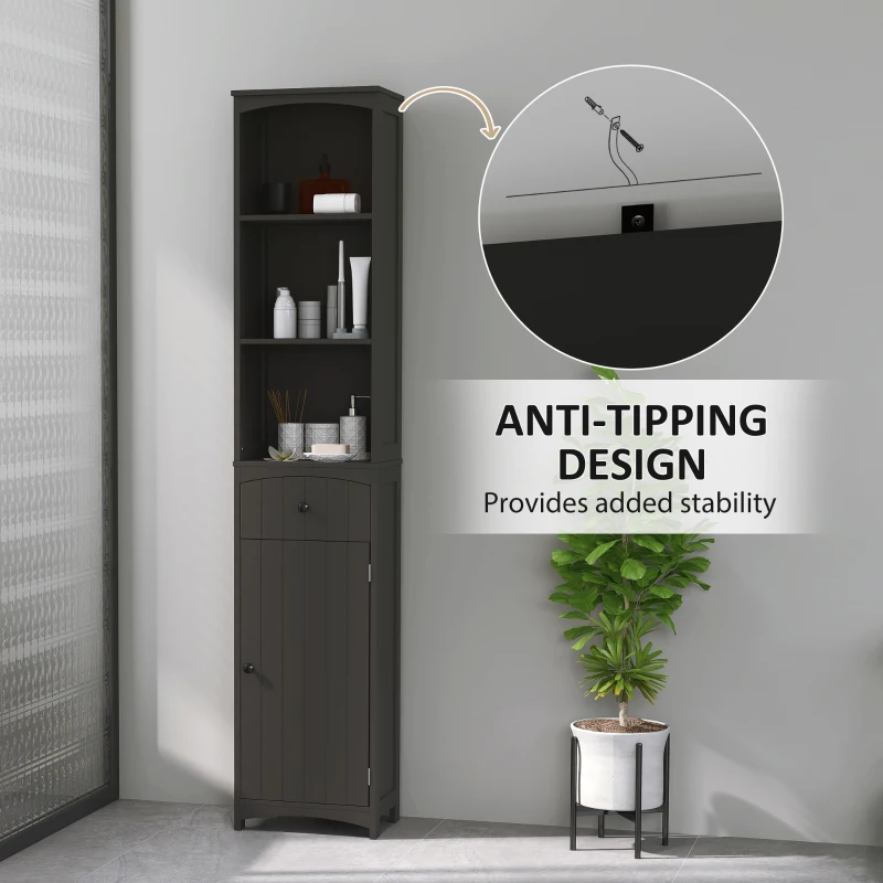 HOMCOM Tall Bathroom Cabinet Storage Organizer, Tall Cabinet with Shelves and Drawer