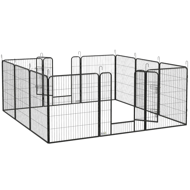 PawHut Dog Pen with Gate, 12 Panels Puppy Playpen, Dog Fence, 39"H