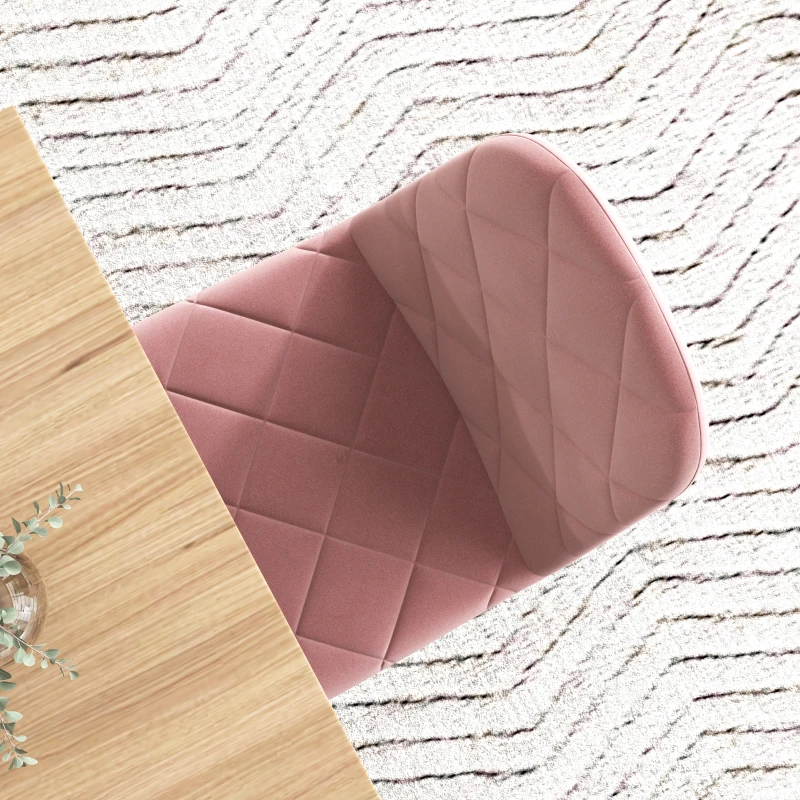 HOMCOM Dining Chairs Set of 4, Upholstered Dining Room Chairs with Steel Legs, Modern Kitchen Chair for Dining Room, Pink