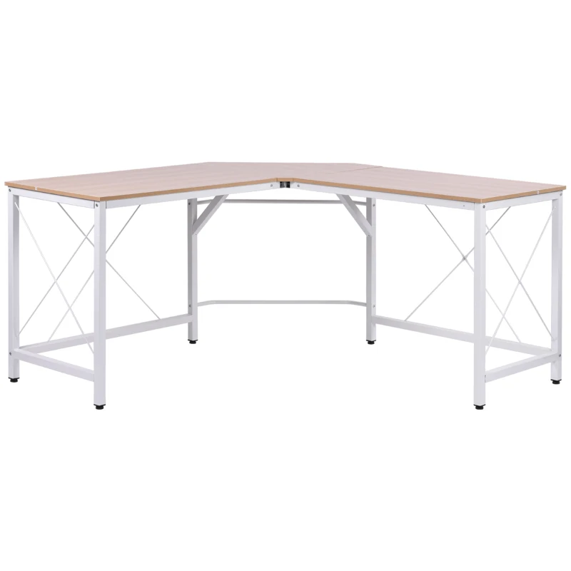 HOMCOM L Shaped Desk, 59" x 59" Computer Corner Desk, Home Office Gaming Desk, Study Writing Workstation, Oak