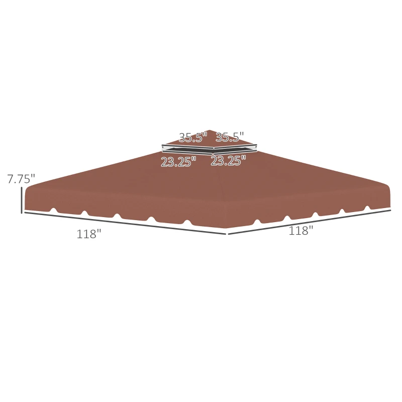 Outsunny Model 84C-051 or 84C-269 10' x 10' Gazebo Replacement Canopy, Coffee