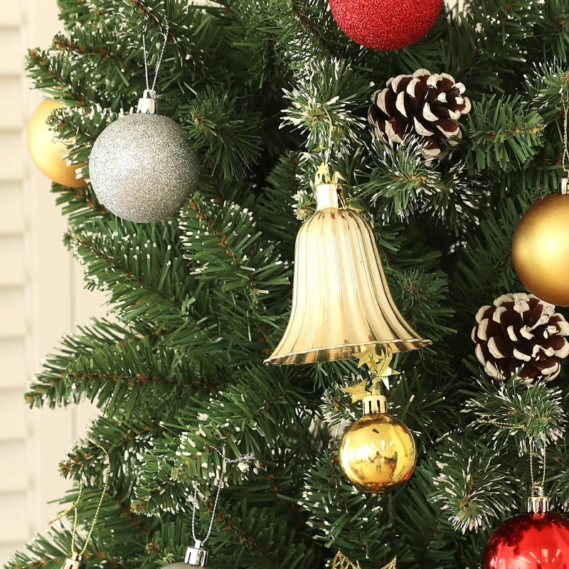 HOMCOM 7.5ft Artificial Pencil Christmas Tree with 980 Branches, Pinecones, Metal Stand, Realistic Xmas Tree for Home