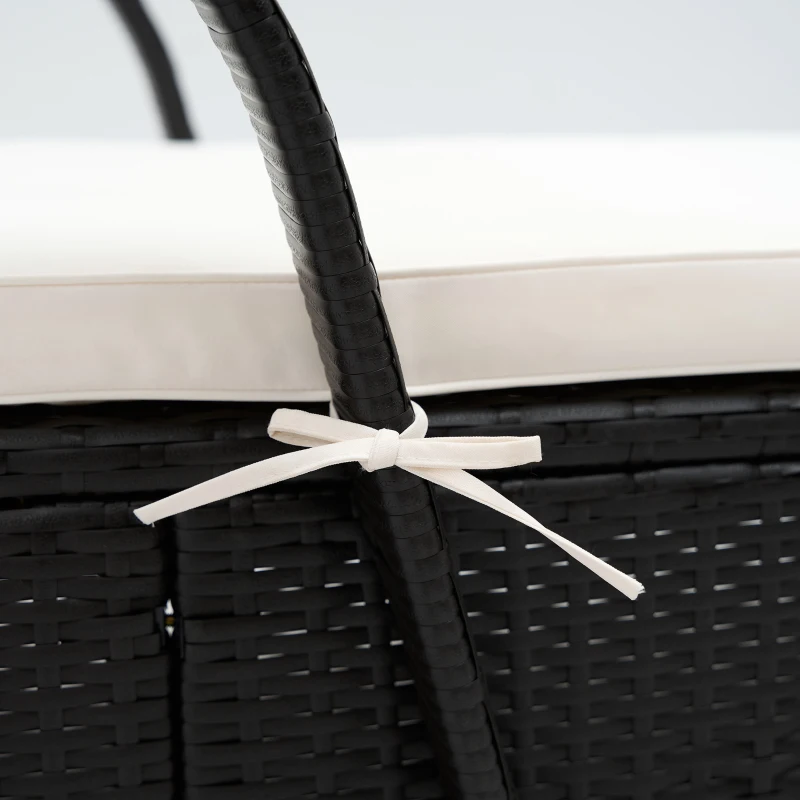 Outsunny 2 Reclining Chaise Lounge Chairs, Rolling Outdoor Chairs with Cushion, Pillow, Headrest, Armrests, and Wheels, Cream