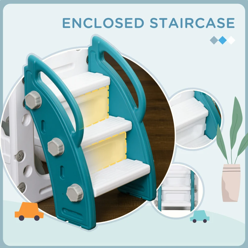 Qaba 8 in 1 Toddler Slide for Kids Age 1-3 Years with Basketball Hoop, Climber, Telescope, Tunnel, Steering Wheel, Aisle