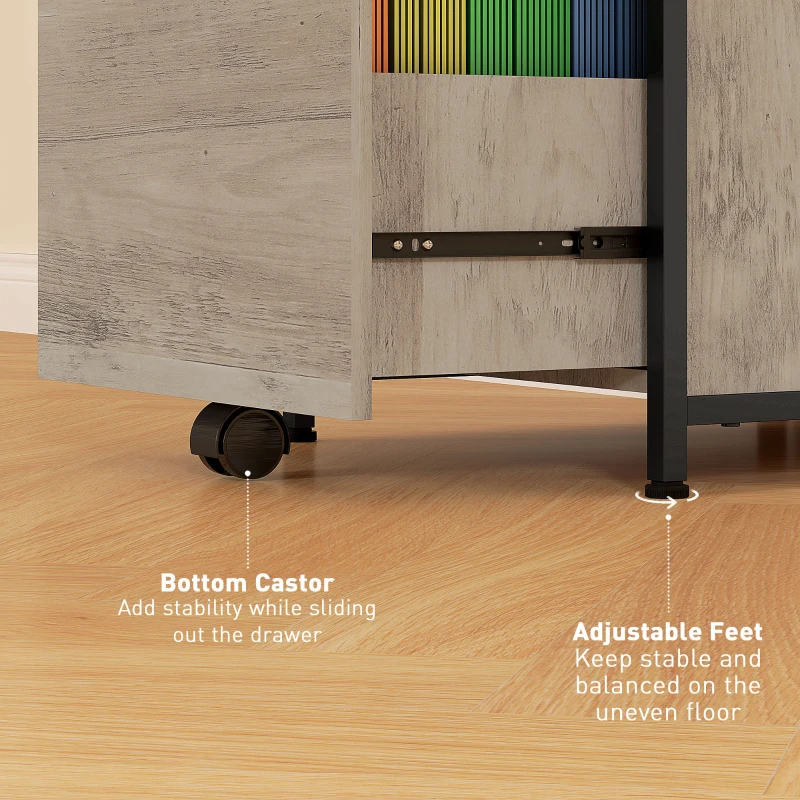 Vinsetto Vertical Filing Cabinet, Tall File Cabinet with 2 Drawers, Hanging Bars for Letter and A4 Size, Distressed Grey