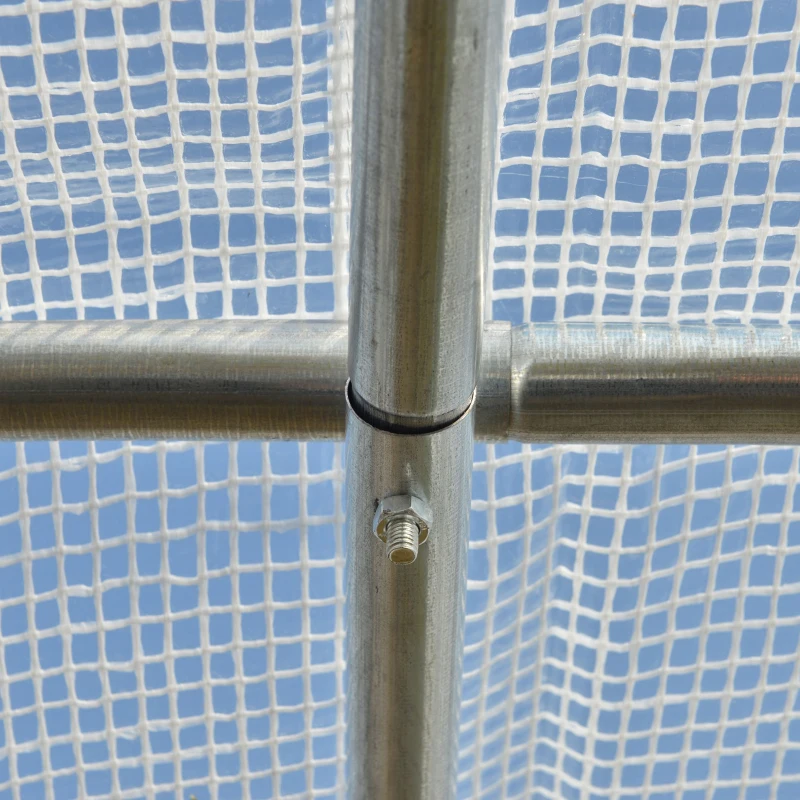 Outsunny 9.7' x 6.5' x 6.5' Walk-in Tunnel Greenhouse, Outdoor Green House with Anti-Tear PE Cover, Zipper Doors and Mesh Windows, White